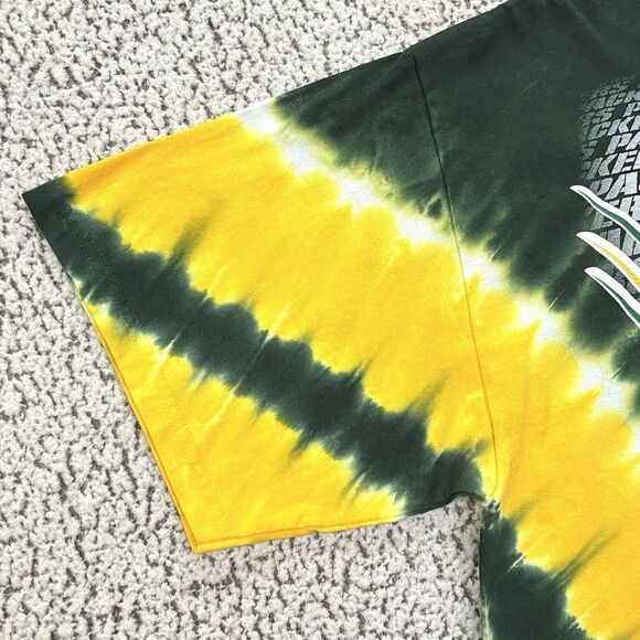 Vintage Green Bay Packers NFL Team Apparel Mens XL T-Shirt Tie Die Green Yellow - Picture 8 of 9